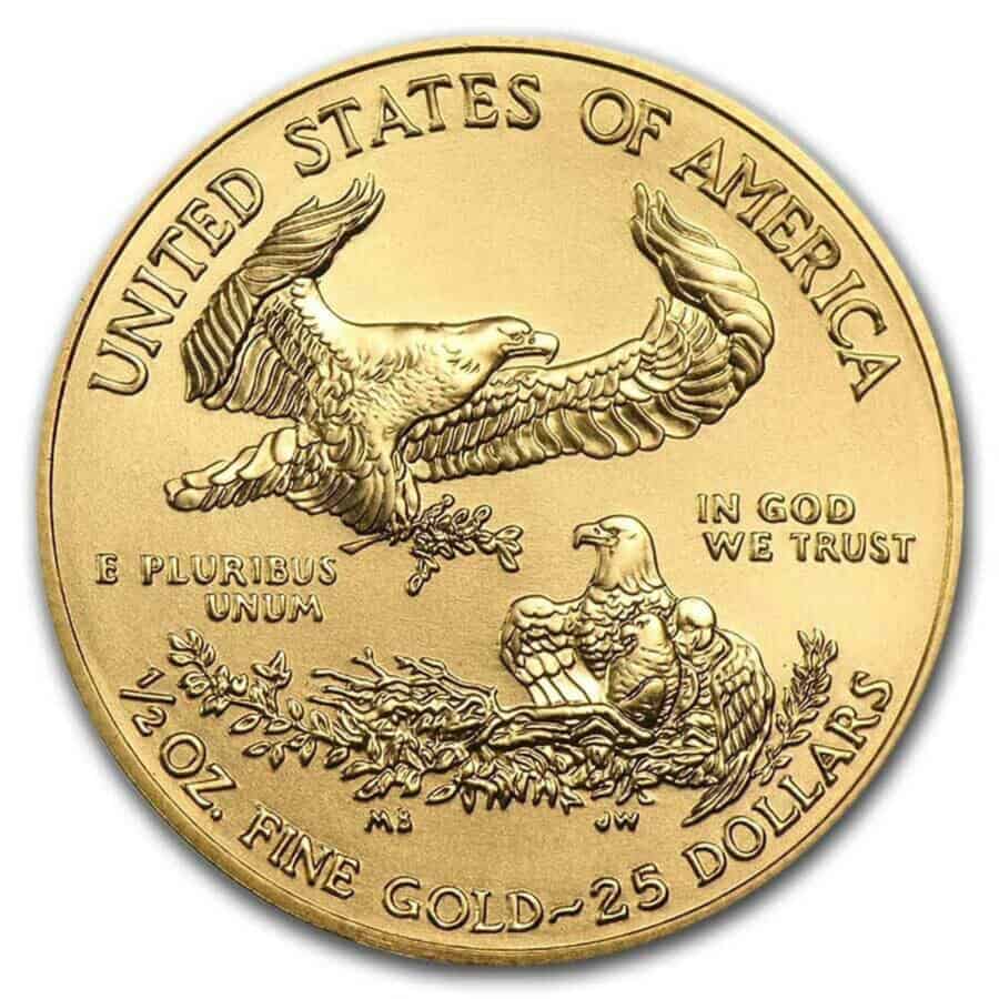 American Eagle Gold Coin 0.5oz reverse side.