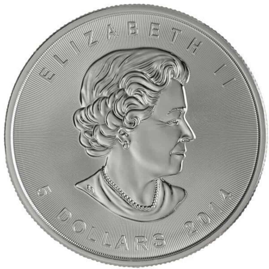 Canadian 5 Dollars Maple Leaf Silver 1oz Coin.
