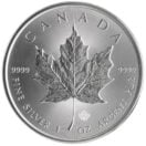 Canadian Maple Leaf Silver 1oz Coin reverse side.