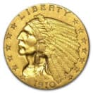 Indian 2 1/2 Dollar Gold Coin 1910.