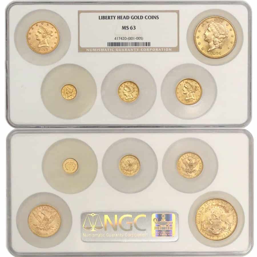 Liberty Gold Coins 5 Piece Set.