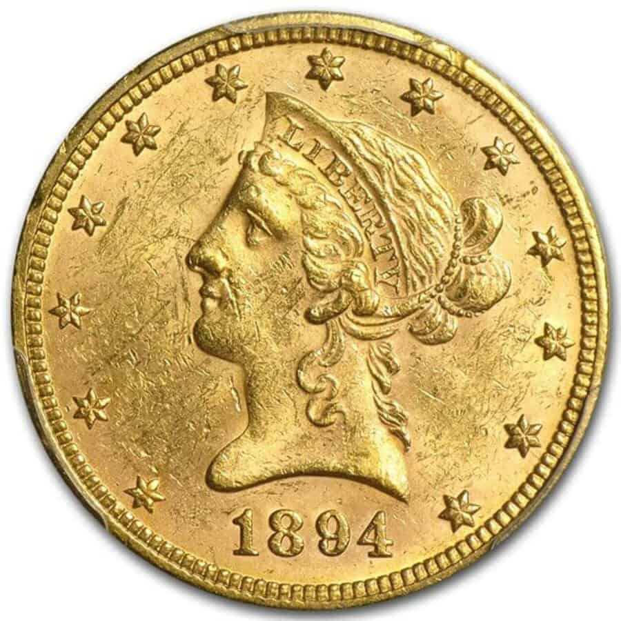 Liberty Coronet Gold Coin 1894 reverse side.