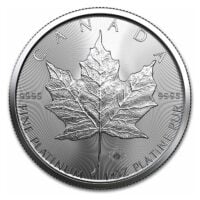 Platinum Canadian Maple Leaf 1oz 2021 reverse side.