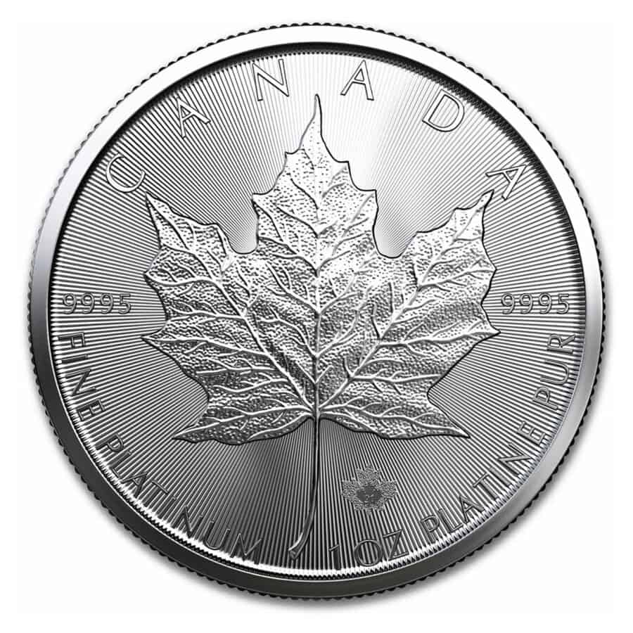 Platinum Canadian Maple Leaf 1oz 2021 reverse side.