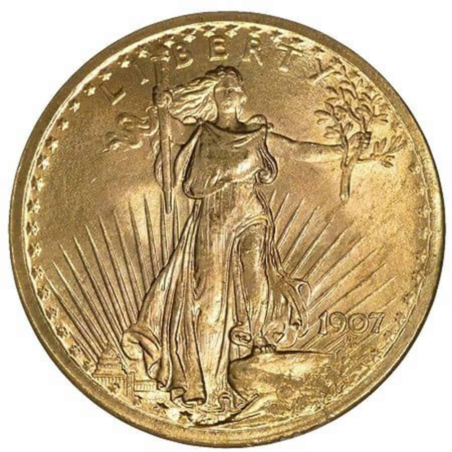 St. Gauden's Gold Twenty-Dollars front side.