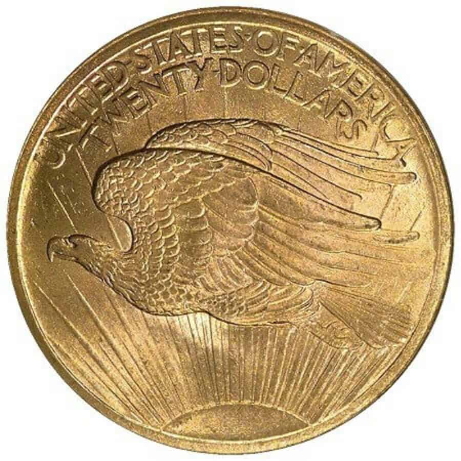 St. Gauden's Gold Twenty-Dollars reverse side.