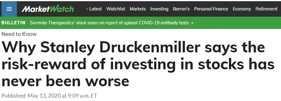 Billionaire investor Druckenmiller says risk-reward of investing in stocks has never been worse