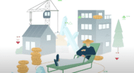Illustration of man sitting on a lawn chair enjoying retirement due to his Gold IRA