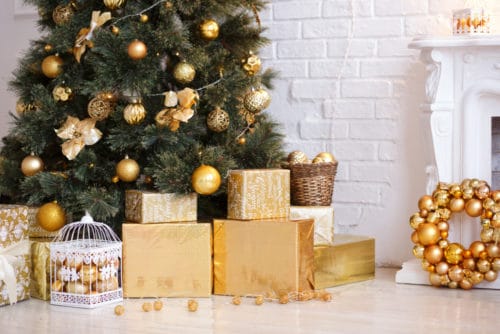 Gold is often used as a color around our homes during the holiday season such as in gold decorations and golden wrapping paper.