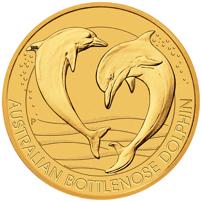 Australian bottlenose dolphin gold coin reverse