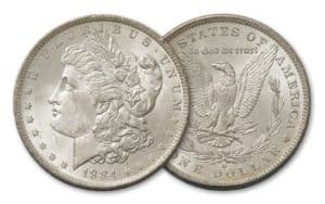 The 1884 Morgan silver dollar marks the seventh year the popular silver coin was minted.