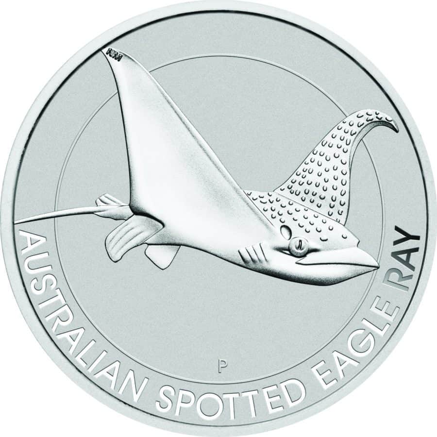 The Australian spotted eagle ray silver coin features an image of the majestic eagle ray on the reverse.