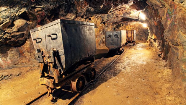 Here's an underground gold mine where gold has been found and is being mined.