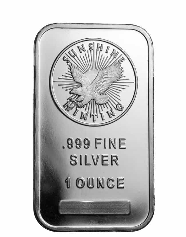 A silver bar 1 oz ounce 999 fine silver