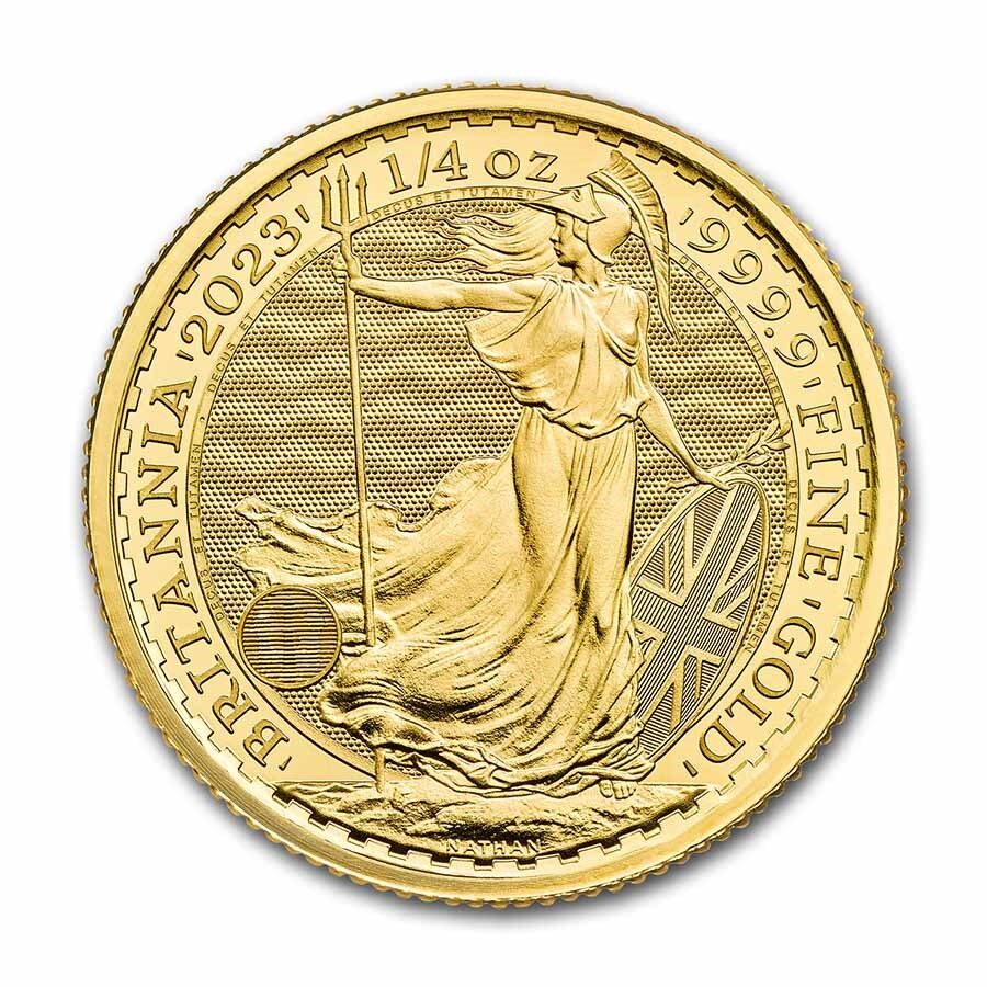 Gold Britannia quarter ounce reverse 2023 gold bullion