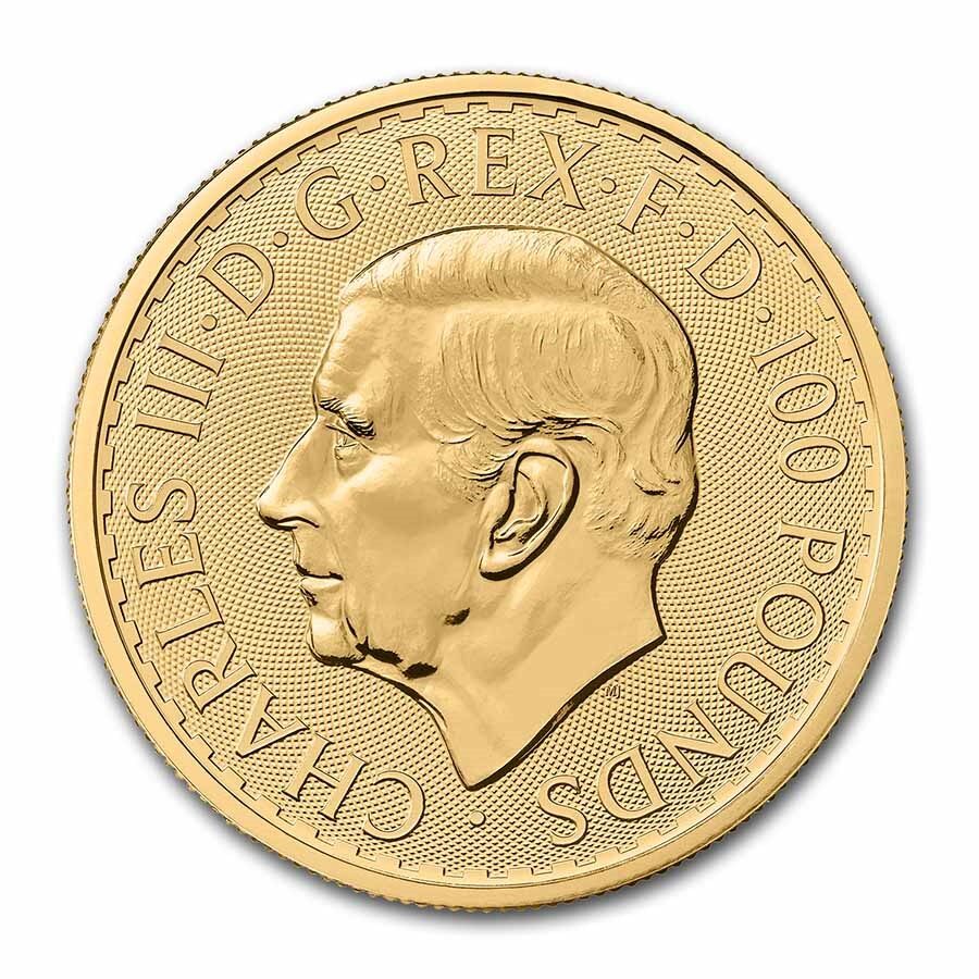 Gold Britannia 1 oz bullion coin obverse King Charles 2023