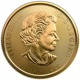 gold Canadian red-tailed hawk obverse Queen Elizabeth II pure gold coin