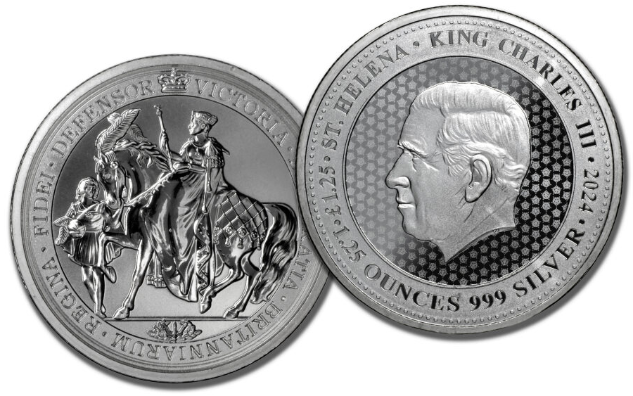 An image showing the reverse and obverse of the Victoria Seal silver coin 1.25 oz from 2024