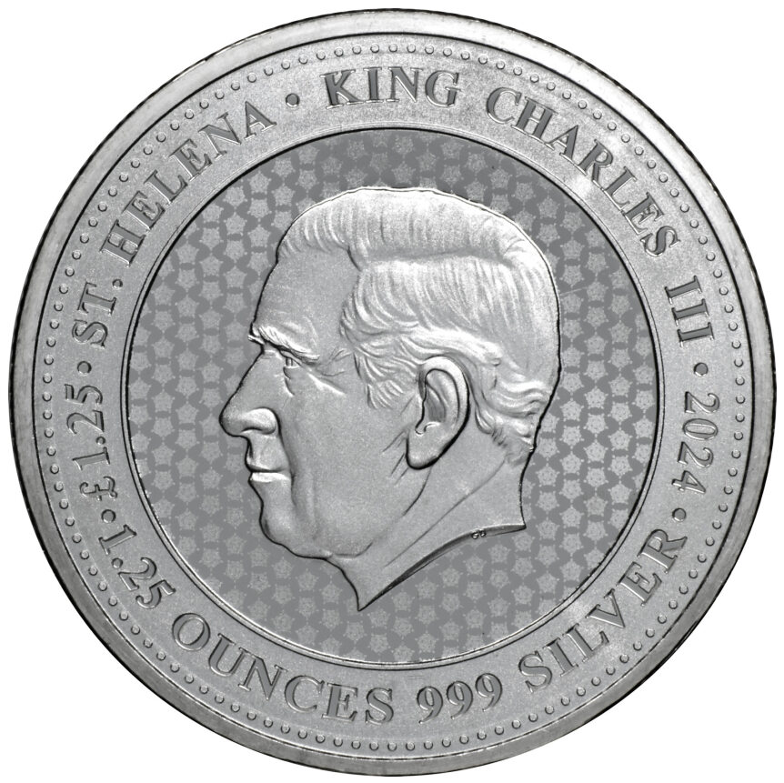 The obverse of the Silver Victoria Seal coin features an effigy of His Majesty King Charles the third.