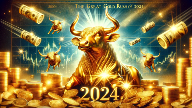 An image of a gold bull to symbolize how the price of gold has entered a bull run and set many records already in 2024.